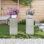 vidaXL Supports pour plantes 2 Pièces Argent 24 x 24 x 55 cm