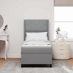 vidaXL Lit à ressorts avec matelas Gris clair 90 x 190 cm tissu
