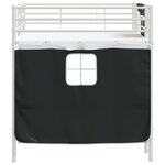 vidaXL Cadre de Lit Mezzanine pour Enfants avec Rideaux Blanc et Noir