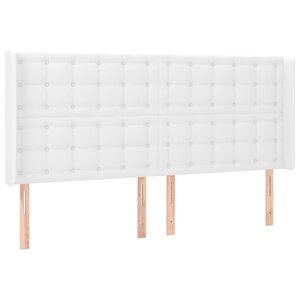 vidaXL Tête de lit avec oreilles Blanc 163x16x118/128 cm Similicuir