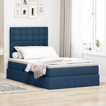 vidaXL Lit de rangement LED avec matelas Bleu 120 x 190 cm Tissu