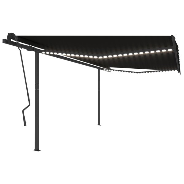 vidaXL Auvent automatique et capteur de vent LED 4 5x3 5 m Anthracite
