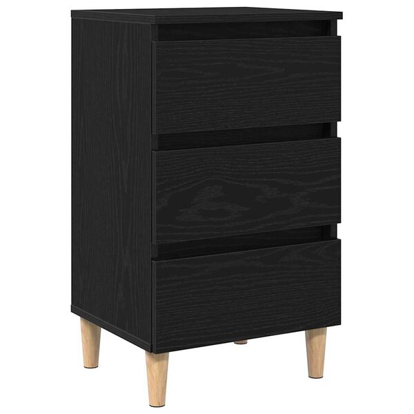 Table de chevet vidaXL avec pieds en bois chêne noir 40x35x69 cm