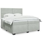 vidaXL Sommier à lattes de lit et matelas Gris clair 200x200cm Velours