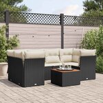 vidaXL Salon de jardin 7 Pièces avec coussins noir résine tressée