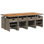 vidaXL Ensemble à manger de jardin coussins 13 Pièces gris résine tressée