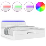 vidaXL Cadre de lit ottoman et matelas blanc pur 200x200cm similicuir