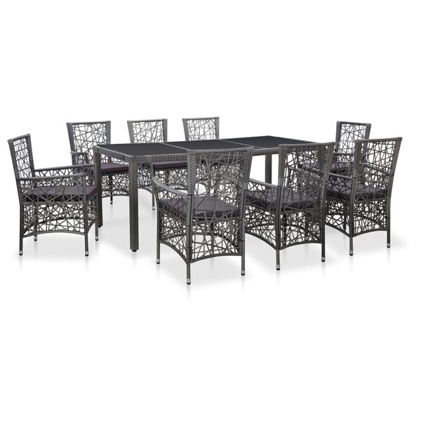 vidaXL Ensemble à manger d'extérieur 9 Pièces Résine tressée Gris