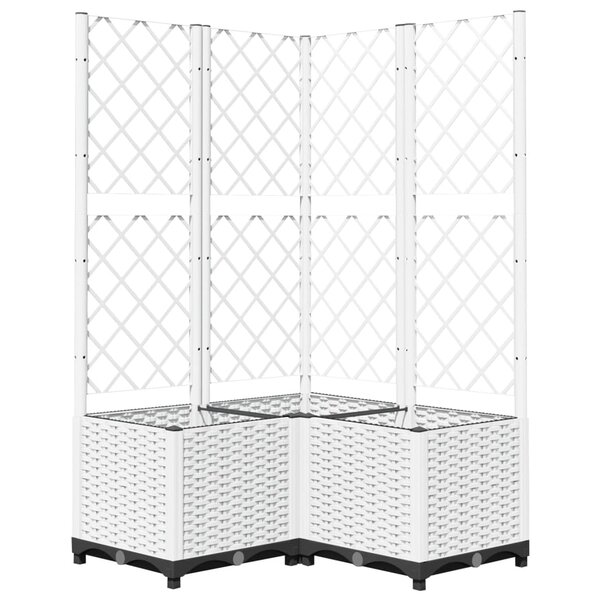 vidaXL Jardinière avec treillis Blanc 80x80x136 cm PP