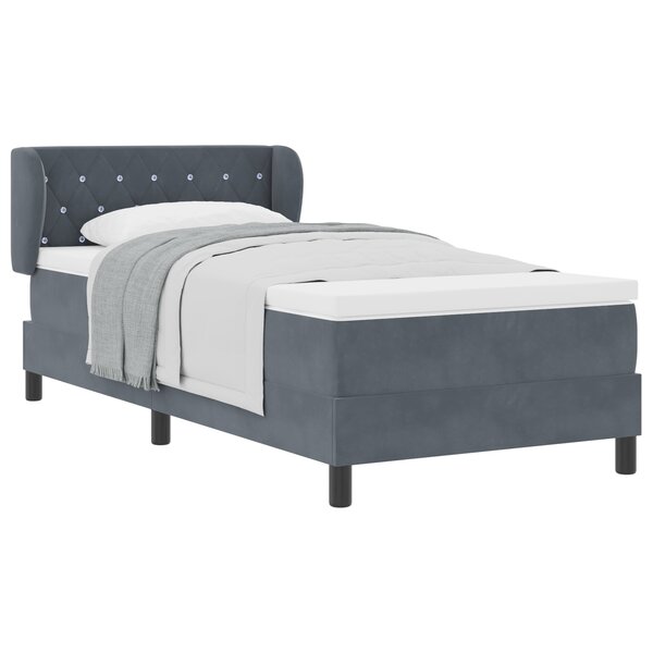 vidaXL Lit à ressorts ensachés avec matelas gris foncé  100x200 cm  velours