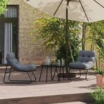 vidaXL Mobilier de jardin avec coussin 2 Pièces Noir 60 5 x 81 x 71 cm