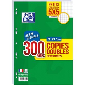 OXFORD - Copies doubles perforées 300 pages 5x5 - 90g