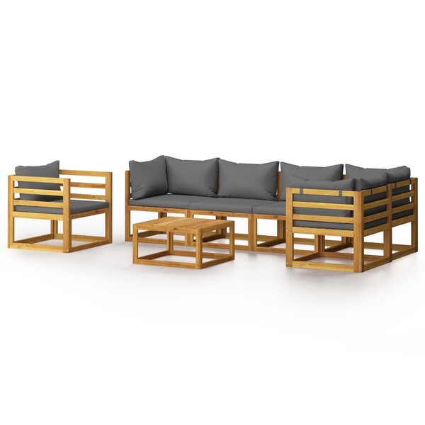 vidaXL Salon de jardin 7 Pièces avec coussin Bois d'acacia solide