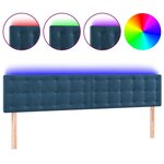 vidaXL Tête de lit à LED Bleu foncé 200x5x78/88 cm Velours