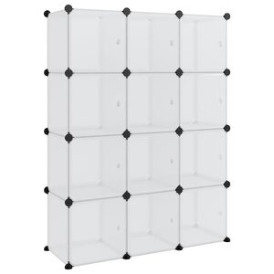vidaXL Organiseur de rangement en cube avec 12 cubes et portes en PP transparent