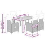 vidaXL Ensemble de bistro de jardin 7 Pièces coussins noir poly rotin