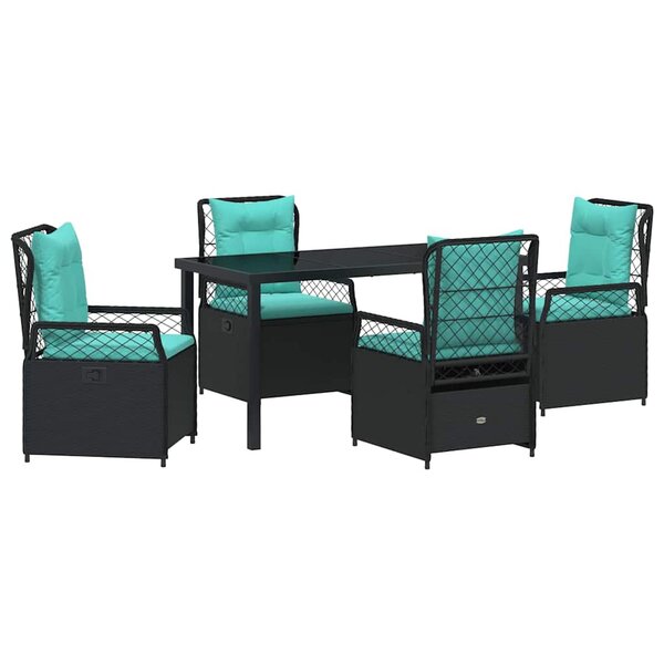 vidaXL Ensemble de salle à manger pour jardin 5 pc Noir polyrotin