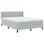Lit Box Spring vidaXL avec Matelas Gris clair 160x200 cm Velours