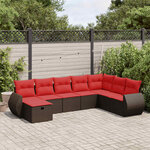 vidaXL Salon de jardin 8 Pièces avec coussins marron résine tressée