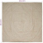 vidaXL Tapis de surface Carré Naturel et Blanc 200 x 200 cm Jute