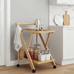 vidaXL Chariot de Cuisine avec Roues Marron Clair 65 x 40 5 x 76 5 cm