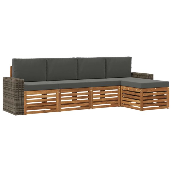 vidaXL Ensemble de canapés d'extérieur 5 pc Naturel et Anthracite
