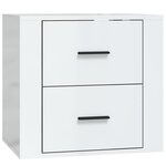 vidaXL Table de chevet murale Blanc brillant 50x36x47 cm