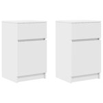 vidaXL Tables de chevet 2 Pièces blanc 39x35x65 cm bois d’ingénierie