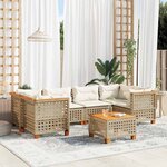 vidaXL Salon de jardin avec coussins 7 Pièces beige résine tressée
