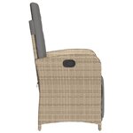 vidaXL Chaise inclinable de jardin et repose-pied mélange beige rotin