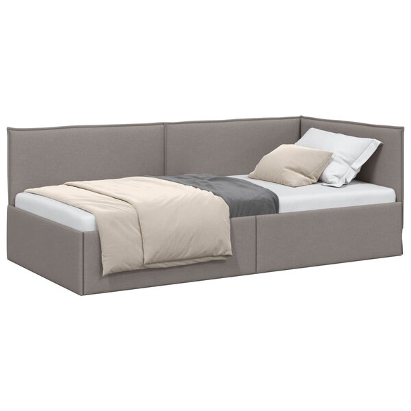 vidaXL Cadre de lit d'angle Taupe 90 x 200 cm tissu
