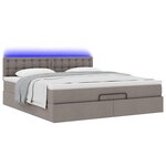 vidaXL Lit ottoman avec matelas et LED Taupe 180x200cm tissu