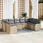 vidaXL Ensemble de canapé de jardin 9 Pièces Beige Poly rotin