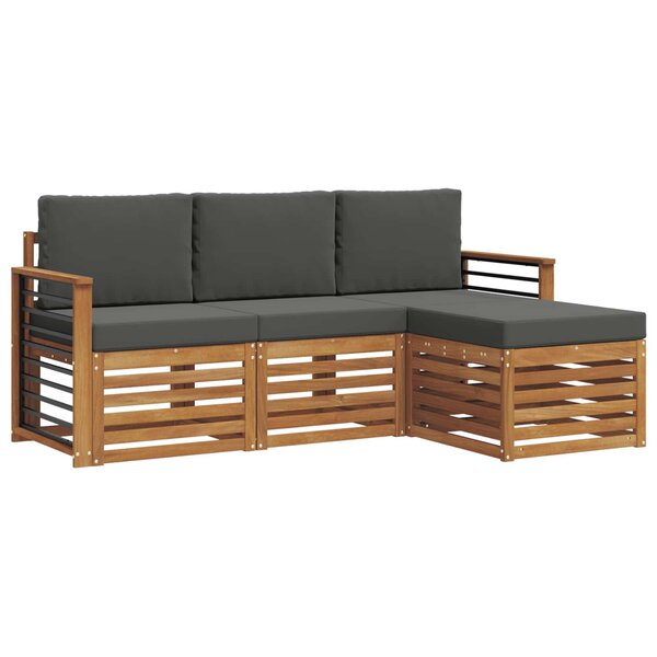 vidaXL Ensemble de canapés d'extérieur 4 pc Naturel et Anthracite