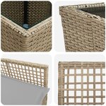 Ensemble de Bistro de Jardin 3 Pièces avec Coussins Beige en Poly Rattan