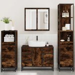vidaXL Ensemble meubles salle de bain 4 Pièces chêne fumé bois ingénierie