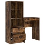 vidaXL Bureau avec tiroir avec étagère avec stockage 2 Pièces Chêne fumé