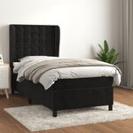 vidaXL Sommier à lattes de lit avec matelas Noir 90x190 cm Velours