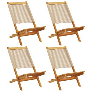 vidaXL Chaises de jardin pliantes lot de 4 beige bois d'acacia massif