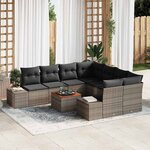 vidaXL Ensemble de canapé de jardin avec coussin 9 Pièces Gris Poly rotin