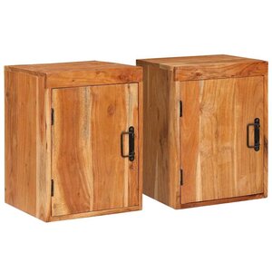 vidaXL Table de chevet 2 Pièces Marron Bois d'acacia massif