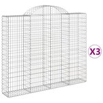 vidaXL Paniers à gabions arqués 3 Pièces 200x30x160/180 cm Fer galvanisé