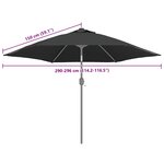 vidaXL Tissu de remplacement pour parasol d'extérieur Anthracite 300cm