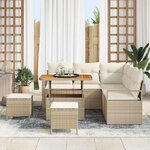 vidaXL Ensemble de canapé de jardin 8 Pièces Beige Poly rotin