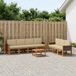vidaXL Ensemble de canapés d'extérieur avec coussin 7 Pièces Naturel