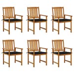 vidaXL Chaises de jardin avec coussins lot de 6 Bois d'acacia massif