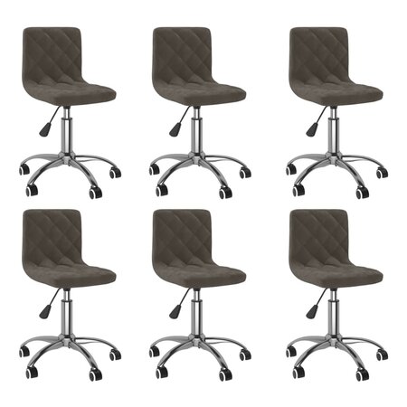 vidaXL Chaises pivotantes à manger lot de 6 Gris foncé Velours