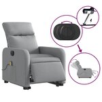 vidaXL Fauteuil inclinable de massage électrique Gris clair Tissu