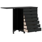vidaXL Armoire roulante avec bureau MOSS noir bois de pin solide