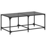 vidaXL Table basse avec dessus en verre noir 98 5x50x40 cm acier